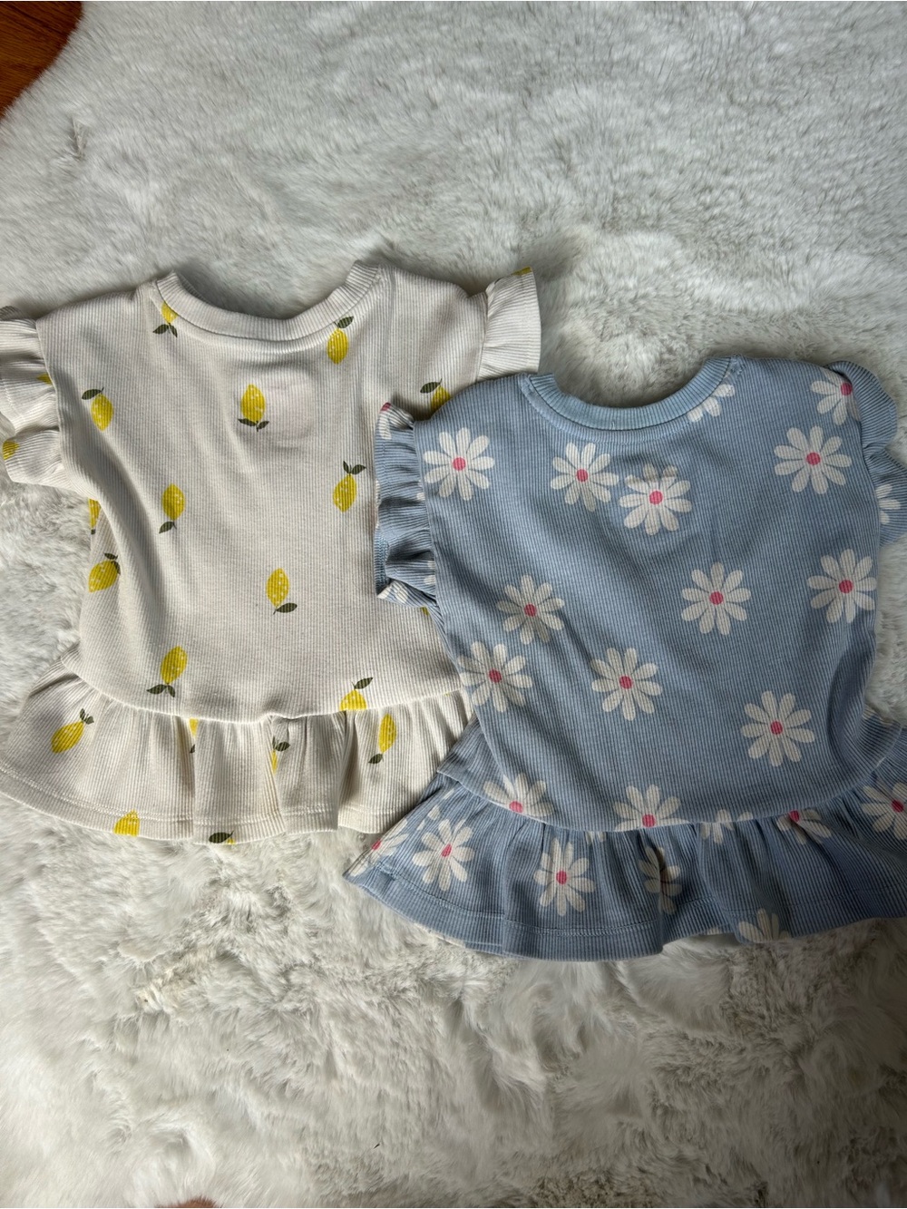Cat & Jack Girls Lemon & Daisy Print Ruffle Hem Peplum Tops 18 MOS - Picture 6 of 6